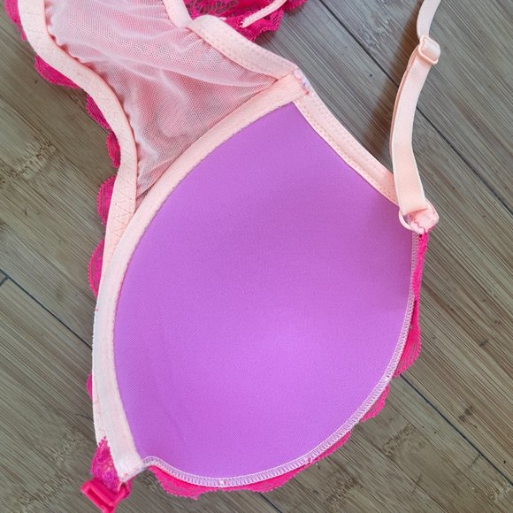PINK by Victoria Secrets Padded Racerback Fushia/Peach Bra 36C - Picture 8 of 8